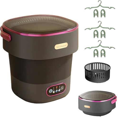 Mini Lavadora Portátil de 15L, Lavadora Plegable para Viajes, Lavadora Pequeña para Camping, Lavadora para Ropa Interior y Bebé, con Centrifugado, sin Instalación – para Hogar, Apartamento, Dormitorio