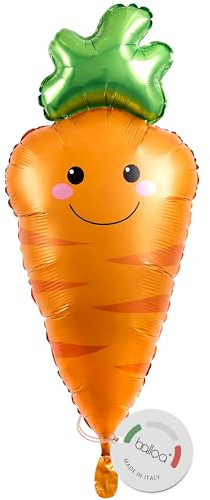 Balloa Folieballong XXL morot smiley ansikte, heliumballong barnkalas dekoration, ballong födelsedag för grönsaker fest, barnfödelsedag, present till barnfest, festdekoration morot morotsballong, 65