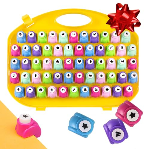 SCS Direct Lot de 58 mini perforatrices de papier pour scrapbooking avec étui – Différents motifs d'artisanat