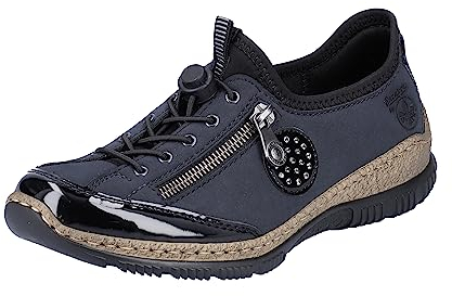Rieker Damen N3268 Slip On Sneaker, Blau (Schwarz/Pazifik/Baltik/Schwarz 01), 42 EU