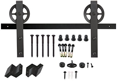 INTERSTEEL - Beschlagset für Schiebetür Wheel Mattschwarz - Laufschiene Schiebetürbeschlag, Schiebetürsystem für Schiebetüren, Innentüren und Wandschränke - 200 cm - Modular ausbaufähig/Erweiterbar