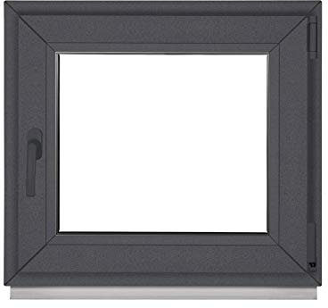 Komforta Ventana de plástico antracita para exterior/interior, todos los tamaños, 1000 x 950 mm, PVC, 100 x 950 cm, doble acristalamiento Din a la izquierda, inclinable, ventana de plástico