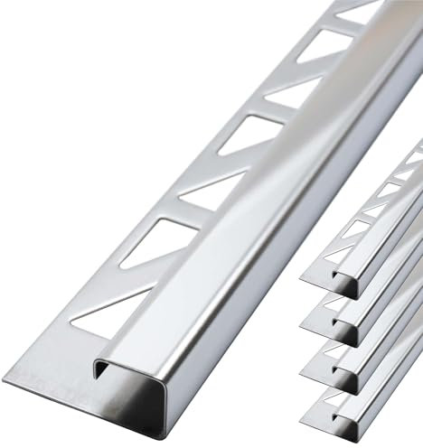 Dalsys 5x Fliesenschiene 2,5m x 12,5mm Eckprofil Quadratprofil Edelstahl Poliert, Fliesenprofil