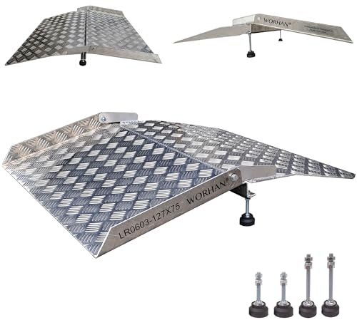 WORHAN Mobil Schwellenrampe Variable Höhenverstellung Ladeplattform Stufenrampen Rollstuhlrampe Alu Aluminium Rampe Türschwellenrampe TR87