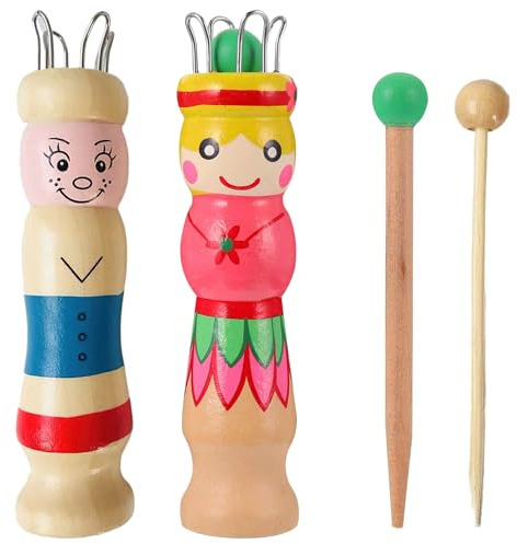 Yhuasia 2 Stück Strickliesel Für Kinder, Webrahmen Für Kinder, Strickliesel Mit Häkelnadel Strickpüppchen Holz Stricknadeln Bastelset