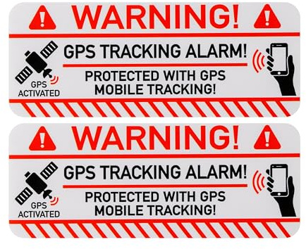 GPS TRACKING ALARM! klistermärke set, 2 st, 7,5 x 3 cm, självhäftande film, utomhusklistermärke, varningsdekal för inomhus- och utomhusbruk, stöldskyddsdekal, larmskyddad informationsdekal