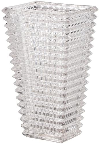 KAYLETIN Grand vase en cristal pour fleurs, vase en verre transparent, vases à fleurs modernes pour salon, chambre à coucher, cuisine, table à manger, bureau, mariage, 28 cm