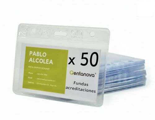 porta tarjetas identificativas recicladas pack 50 funda tarjeta identificación transparentes horizontales funda acreditaciones badge holder fundas plastico acreditaciones porta cartoes identificação