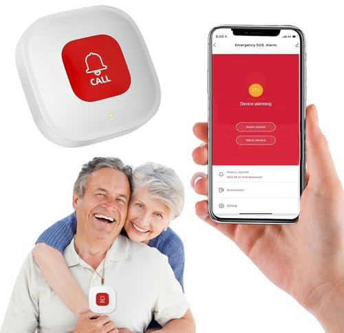 Dhqkqg Tuya Bouton d'appel SOS intelligent WiFi pour personnes âgées, alarme d'urgence sans fil, pour personnes handicapées, personnes âgées, patients, prend en charge uniquement le Wi-Fi 2,4 GHz