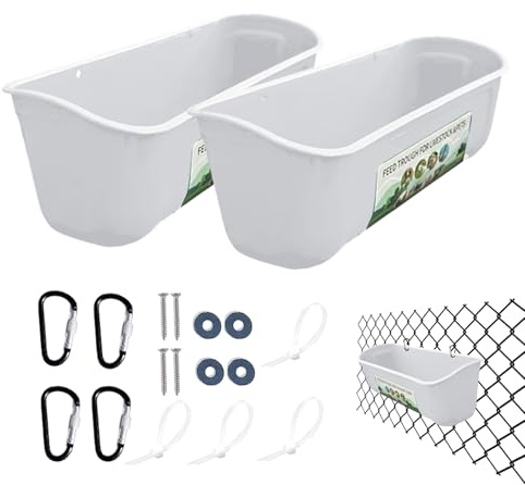 Mangiatoia per polli, 2 pezzi, senza sprechi, secchio per mangime per pollame, contenitore con clip per giardino, recinzione