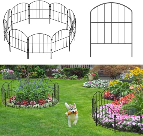 LIANTRAL 28 Pezzi Recinzione per Animali in Metallo, Recinzione Decorativa da Giardino a Innesto 41 cm x 9 m, Design Curvo, Antiruggine, Nessuna Necessità di Scavi, Recinzione per Cani e Conigli