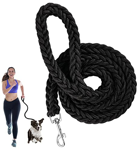 CavspkArt Rope Dog Lead, Strong Dog Leash with Comfortable Padded Handle,Nylon Eight Strand Braided Lead,Heavy Duty Rope,Slip Leads1.3m,Rotating Safety Buckle for Small Medium and Large Dogs