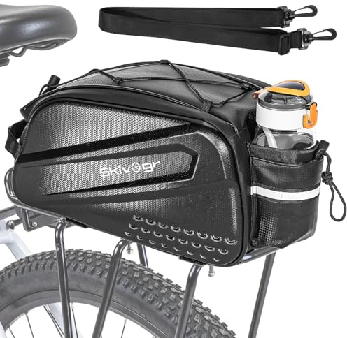 Skivogr Fahrradtaschen für Gepäckträger, 12L Gepäckträgertasche mit Reflektoren, Satteltaschen für Fahrrad mit Tragegriff und Schultergurt, Fahrrad Tasche Wasserflaschentasche