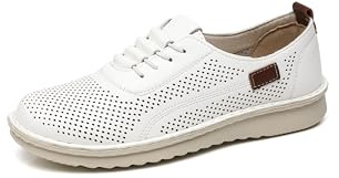IVACHY Women's Comfort Walking Trainers, Breathable Perforated, Flat Platform Casual Work Shoes