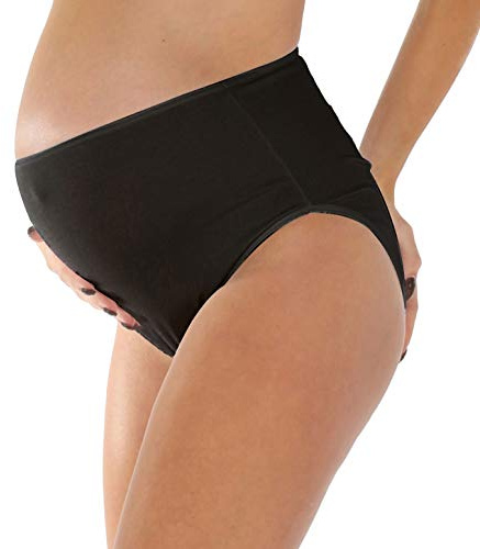 MYSANITY Slip Premaman Vita Alta in Modal e Cotone, Mutande Gravidanza Morbide, Made in Italy, Nero, S