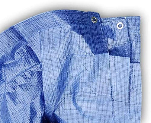 Tarpaulin 4 x 8 m Bodenplane mit Metallringen, Sonnenschutz, Hängematte, Zelt, tragbar, wasserdicht, Abdeckplane für Autodach, leicht, für Outdoor, Wandern, Camping