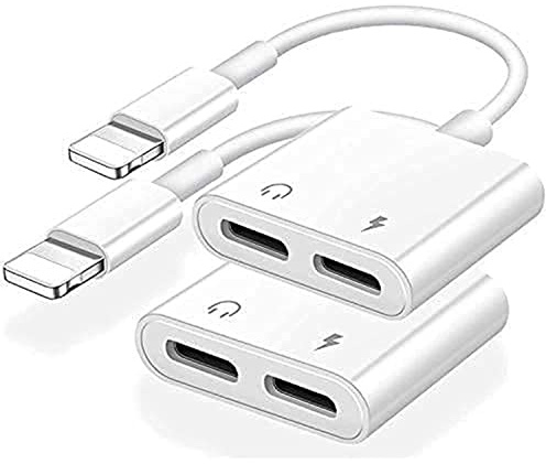 [Apple MFi Certified] 2PACK iPhone Lightning to 2 Lightning Adapter, Dual Lightning AUX + Charger Adapter Dongle Cable Splitter Compatible for iPhone 12/11/SE/X/XR/XS/8/7/6 Support Call + Charging