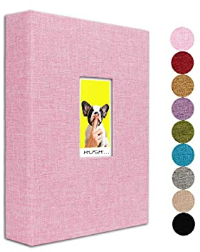 Instax Album Foto 208 foto verticali – Copertina in Lino, Finestra Anteriore, Polaroid Album Foto 2x3 Compatibile con Fujifilm Instax Mini Film, Rosa