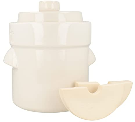 PureNature Rumtopf/Gärtopf gerade, mit Stein, cremefarben 1 Liter