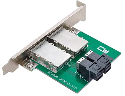 CY Mini SAS SFF-8088 auf interne SAS HD SFF-8643 PCBA-Buchse, Adapter, zwei Anschlüsse mit Low-Profile-Halterung