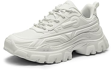 DREAM PAIRS Womens Road Running Shoes, Women's Trainers Platform Lace-Up Comfortable Dad Sneakers SDFN2368W,Size 4.5,White,SDFN2368W