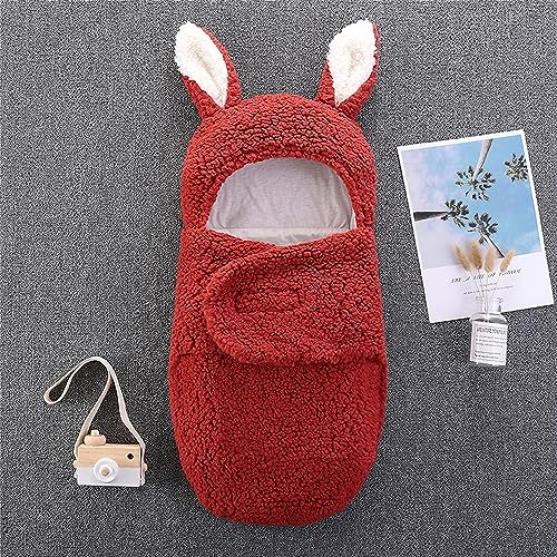 ERKIES Babyschlafsack, Pucksack Baby 6-9 Monate, verstellbares Wickeldecke für Neugeborene, 100% Baumwolle Weich Plüsch Empfangen Decke (L(6~9Months), Rot)