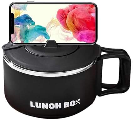 Uozonit Snabbnudelskål - soppkopp lunchlåda för matlagning 1 200 ml | japansk skål, nudelkokare i rostfritt stål, bärbar skål för,