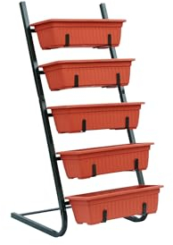 Top Home Solutions® Tiered Planter - Vertical Garden Planter With 5 Removable Trays, Outdoor Indoor Raised Garden Beds, Quality Metal Planter Stand For Flowers, Vegetables and Herbs