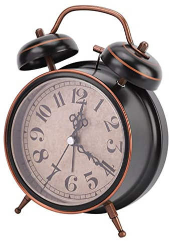 WGFOIP Réveil Double Cloche, Reveil Matin à Piles Rétro Mécanismes à Quartz Électroniques avec Lumineux pour Sommeil Bureau Chambre Voyage(4 Pouces)
