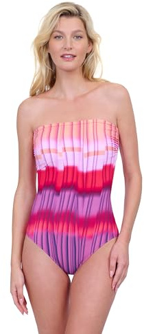 Gottex Women's Golden Hour Bandeau One Piece Bathing Suit Swimsuit, Pink, 14