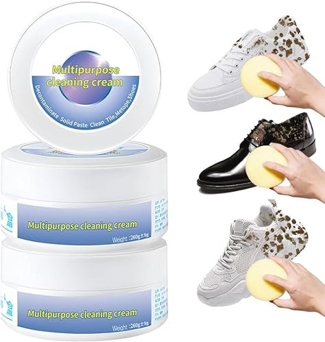 Weisse Schuhe Reinigungscreme, 2024 Multifunktional weiße Schuh Reinigungscreme mit Wischschwamm, Reinigungs und Fleckentfernungscreme für All-Purpose Schuhe Reinigungscreme (1 Stück)