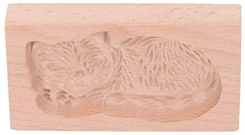 Molde, Galletas de Mantequilla de Haya, Lindos Cortadores de Galletas Reutilizables, Sello de Madera para Erizo Casero (Gato)