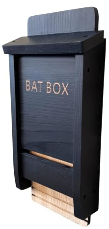 Selections Black Wooden Bat Nesting Roosting Box House with Gooved Interior