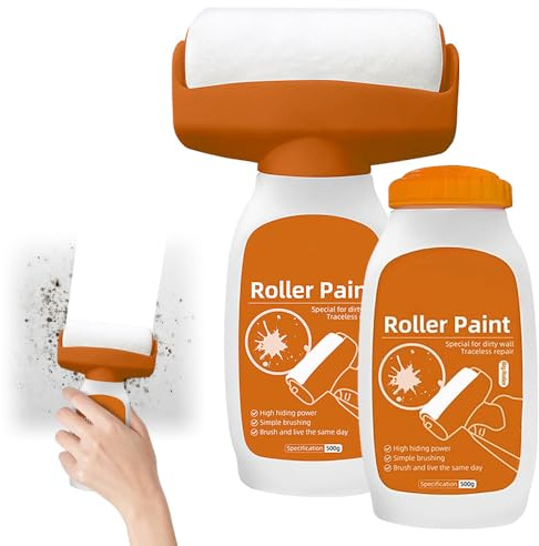 Dhqkqg Wandfarbe Ausbessern Weiß, 1000g Wand Reparatur Roller Farbe mit Wandreparaturpaste Handschuhe, Wandreparatur RollbüRste Ausbesserungsfarbe für Graffiti Kratzer Flecken Beschädigte Wände