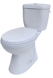 sanicomfort Stand-WC Kombination Abgang innen senkrecht, inklusive WC-Sitz, Tiefspüler weiß, mit Spülrand