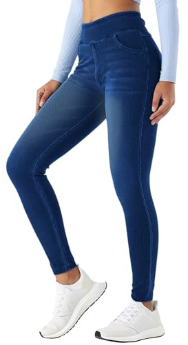 Onsoyours Jeans Donna Vita Alta Jeggings Elasticizzati Yoga Leggins Skinny Jeggings Pantaloni in Denim A Blu Scuro M