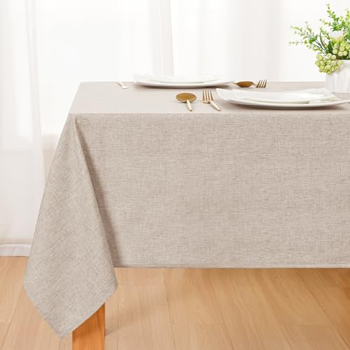 DWCN Mantel con aspecto de lino, lavable, color arena, 130 x 130 cm, mantel suave para mesa, resistente a la intemperie, para salón, comedor, balcón, jardín, boda o para