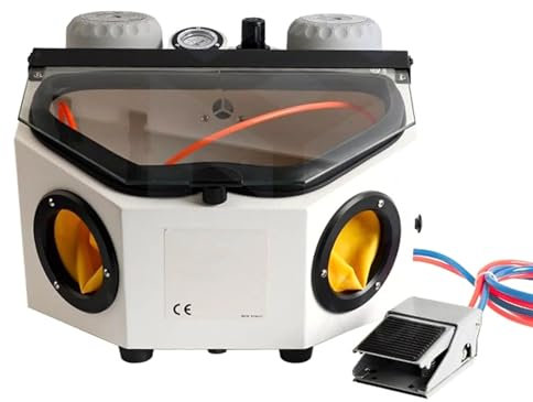 CHANGLKJ Fine Sand Blasting Machine, Sandblasting Dust Collector with LED Light and Foot Switch, Spray Chamber Volume 20L and Strong Suction, Large Viewing Window, for Handling Work-pieces, Artwork