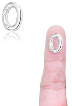 SJUIEO Cierre ovalado de plata de ley 925 con anillo de resorte cerrado, utilizado para hacer joyas, cierres de collares y pulseras, tobilleras (10 mm x 7 mm)