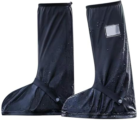 Copriscarpe impermeabili, antiscivolo, con strisce riflettenti, pieghevoli, riutilizzabili, per uomo e donna, galosche ad alta protezione dalla pioggia per bicicletta e moto, XL43-45EU