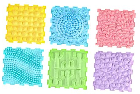 Zxpjkyu 6X Tappetini da Gioco per Bambini con Puzzle Sensoriale E Massaggio, Tappetini da Gioco per Bambini Piccoli, Senza Rosso