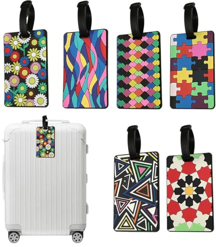 YIPFEN Juego de 6 Etiquetas para Maletas de Silicona para Identificación Rápida de Maletas Accesorios Viaje Impermeables y Flexibles