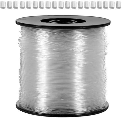 Ipetboom Cuerda para Colgar Cuadros Transparente de Nylon 0,80 Mm, 200 M 60 Piezas de Accesorios de Aluminio, Resistente Bricolaje en Colgador de Marcos de Fotos