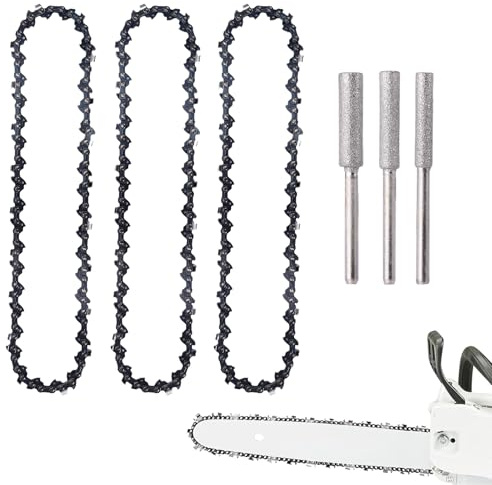 Vexaflow Set di 3 Catena per Motosega, 25 cm 3/8 LP, 40 Maglie di Trasmissione, Barra da 10 Pollici, 1,1 mm a Basso Rinculo, Compatibile con Makita DUC254Z, Einhell GE-LC 18/25 Li, Oregon e Altri