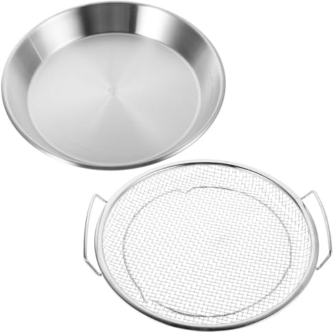 HINTRMENT Bandeja de Drenaje para Escurrir Alimentos Fritos de Acero Inoxidable 26 Cm con Cesta de Malla y Filtro de Aceite, Rejilla para Cocina Doméstica, Colador Resistente y Fácil