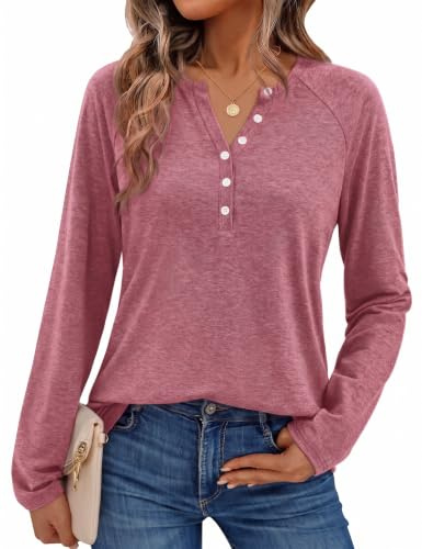 Demegimi Tee Shirt Femme Col V Boutonne Manches Courtes Haut Femme Ete S-XXL