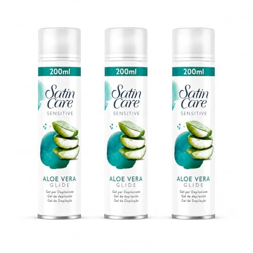 Sensitive Gel per Depilazione Aloe Vera – Gel da Rasatura Donna per Pelli Sensibili, Azione Scorrevole, Delicato e Idratante, Ideale per Gambe, Ascelle e Zona Bikini - 3 Unita da 200 ml