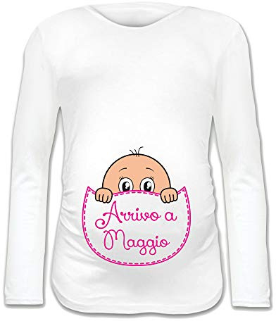 Babloo T Shirt Maglia Premaman in Arrivo a Maggio Manica Lunga