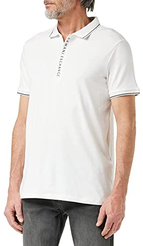 ARMANI EXCHANGE Hidden Buttons, Stretch Cotton, Polo, Uomo, Bianco, XS