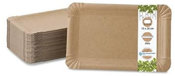 BIOZOYG 250 Pappteller eckig braun 13x20 cm | Nachhaltig, Robust & Recyclebar | Einwegteller für Geburtstage, Grillfeiern & Partys | Nachhaltige Forstwirtschaft | Disposable Plates